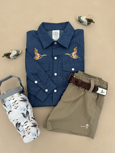 Redford Pearl Snap Button Up  - Mallard Denim by Velvet Fawn - FINAL SALE