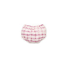 Pink plaid baby bloomers on a white background