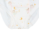 Baby blanket with fairy and moon pattern on a white background