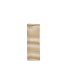 Striped fabric swatch with beige and white stripes on a white background