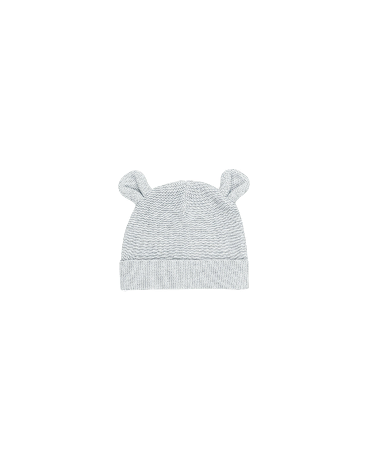Gray baby hat with bear ears on a white background