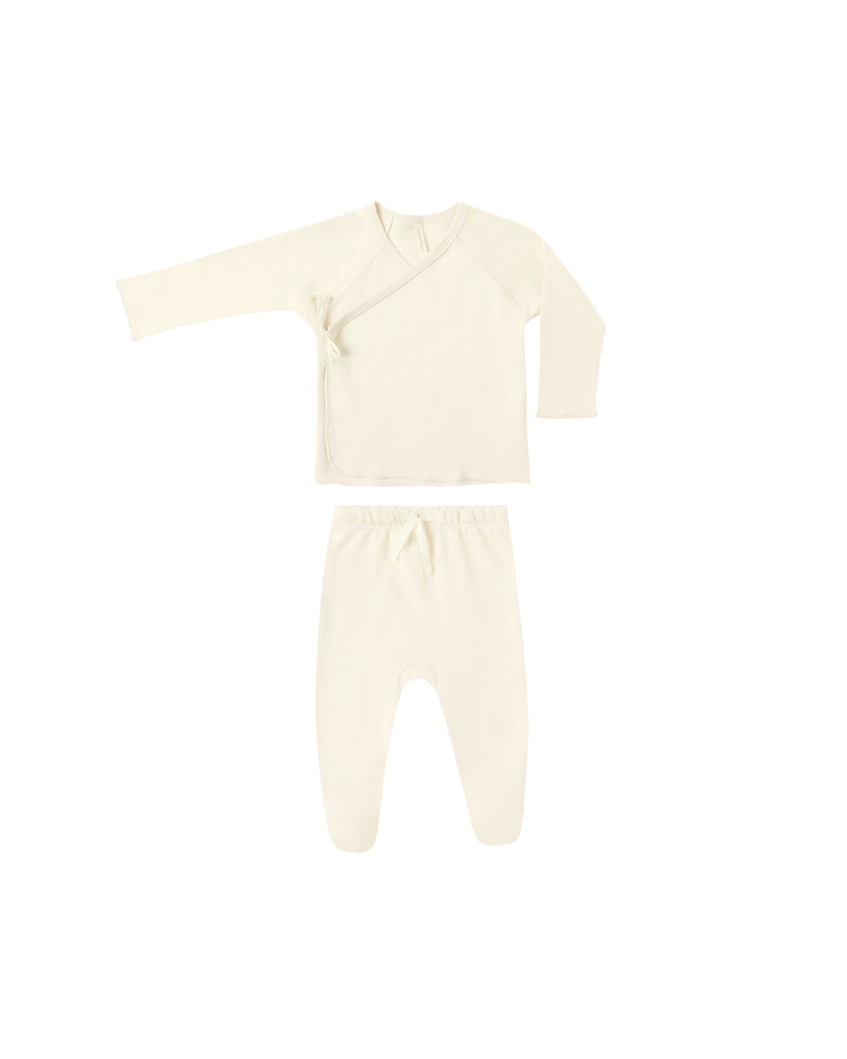 Cream-colored baby onesie on a white background