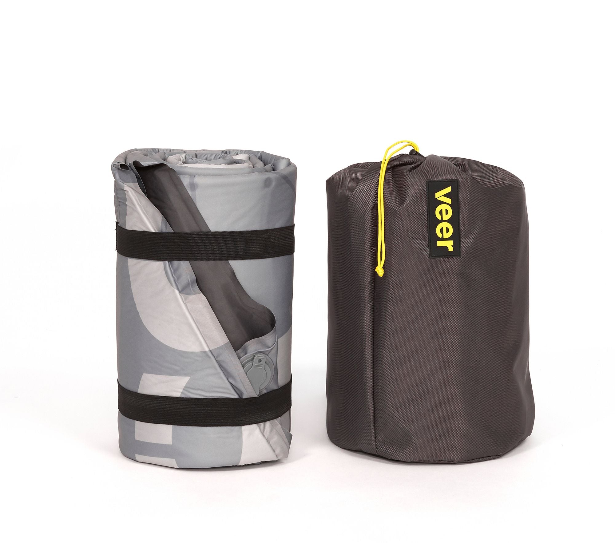 Roll-up mat with carrying bag labeled 'veer' on a white background