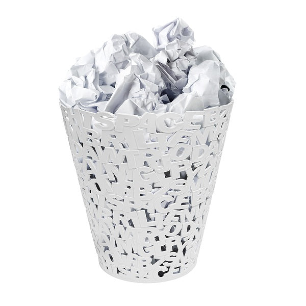 Plastic Letters Wastebasket - White by Balvi