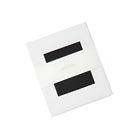 White box with black ribbons on a beige background
