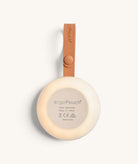 White baby bouncer with brown handle and 'ergoPouch' branding on a white background