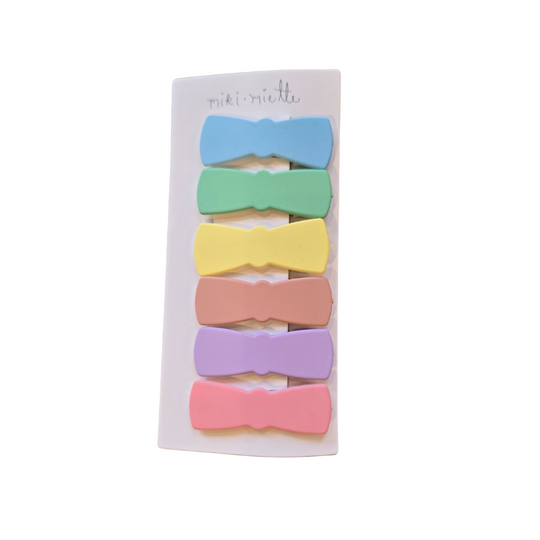 Rainbow Solid Clip 6pc Set - Bow by Miki Miette