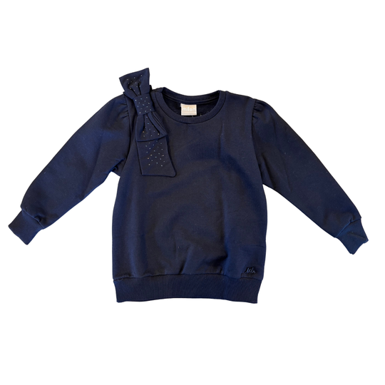 Shoulder Bow Sweatshirt - Black by Milon - FINAL SALE