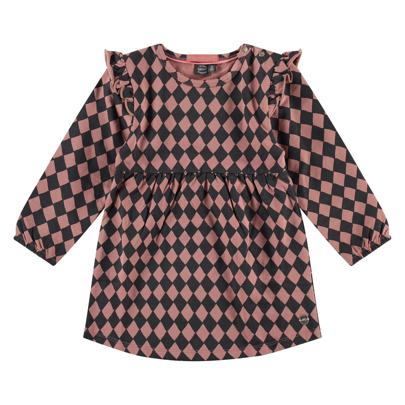 Checked Long Sleeve Dress - Red Clay by Babyface
