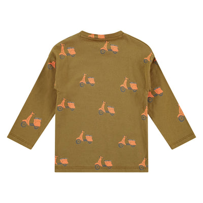 Long Sleeve Tee Shirt - Olive Scooters by Babyface
