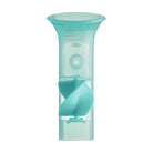 Turquoise plastic device on a white background