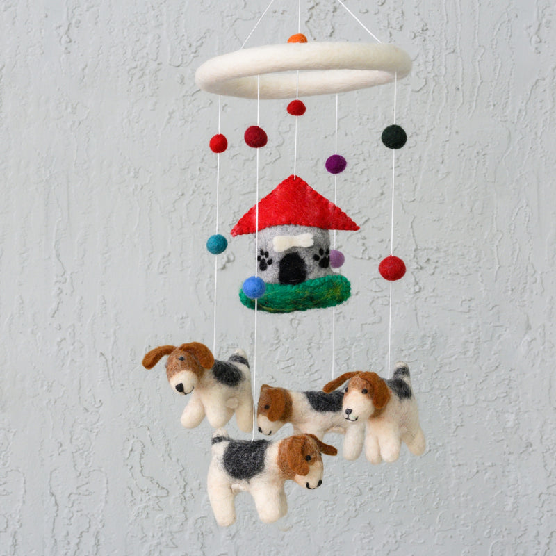 Wool Mobile - Dogs and Dog House by The Winding Road Decor The Winding Road   