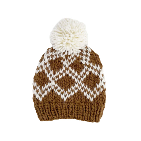 Diamond Faire Isle Hand Knit Hat - Walnut by The Blueberry Hill