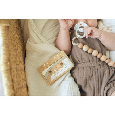 Cassette Tape Teether with Clip - Oatmeal by Gummy Chic Toys Gummy Chic   