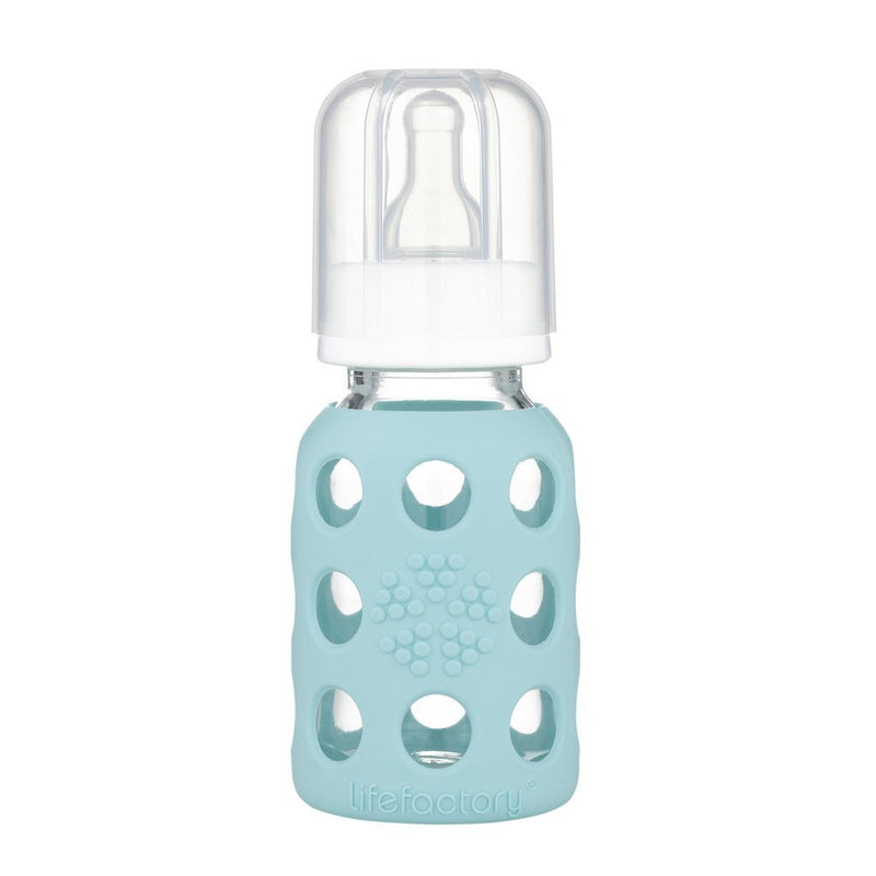 Lifefactory 4 oz Glass Baby Bottle with Silicone Sleeve - Mint Nursing + Feeding Lifefactory   