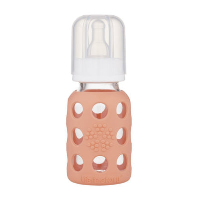 Lifefactory 4 oz Glass Baby Bottle with Silicone Sleeve - Cantaloupe Nursing + Feeding Lifefactory   