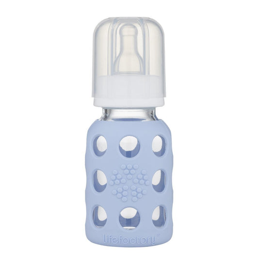 Lifefactory 4 oz Glass Baby Bottle with Silicone Sleeve - Blanket