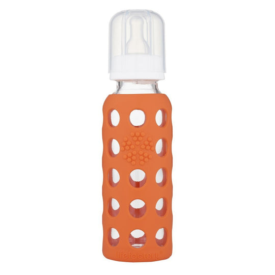 Lifefactory 9 oz Glass Baby Bottle with Silicone Sleeve - Papaya