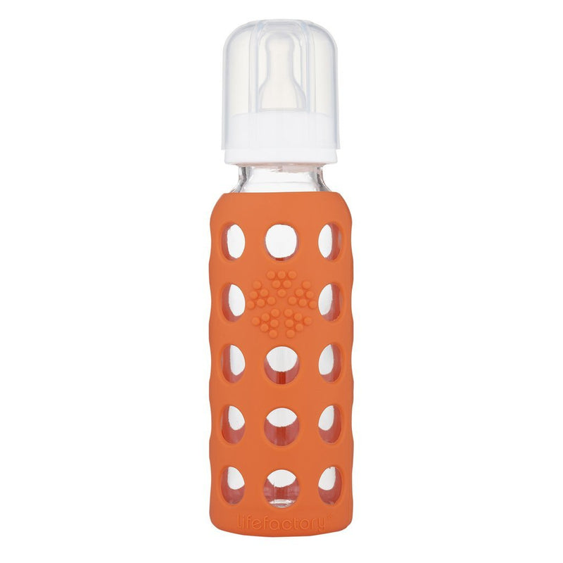 Lifefactory 9 oz Glass Baby Bottle with Silicone Sleeve - Papaya Nursing + Feeding Lifefactory   