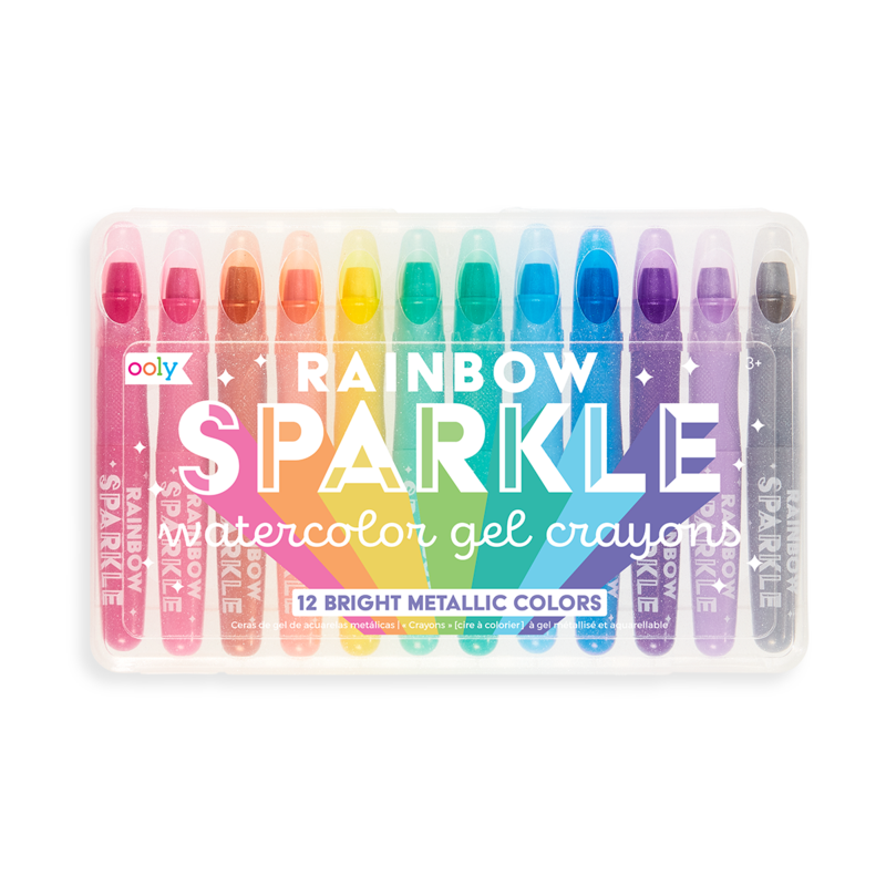Rainbow Sparkle Metallic Watercolor Gel Crayons - Set of 12 Toys OOLY   