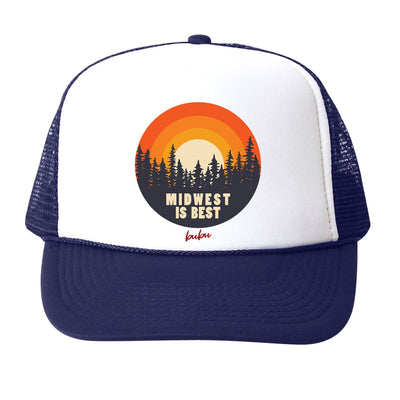 Midwest is Best Trucker Hat - Navy by Bubu Accessories Bubu Small (3-18M)  