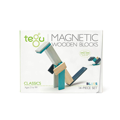 Magnetic Block Set 14 Pc Set - Blues by Tegu Toys Tegu   