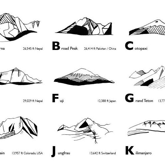 ABC Alphabet Mountains Art Print - 11x14 by Tim Plus April Decor Tim Plus April   