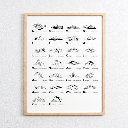 ABC Alphabet Mountains Art Print - 11x14 by Tim Plus April