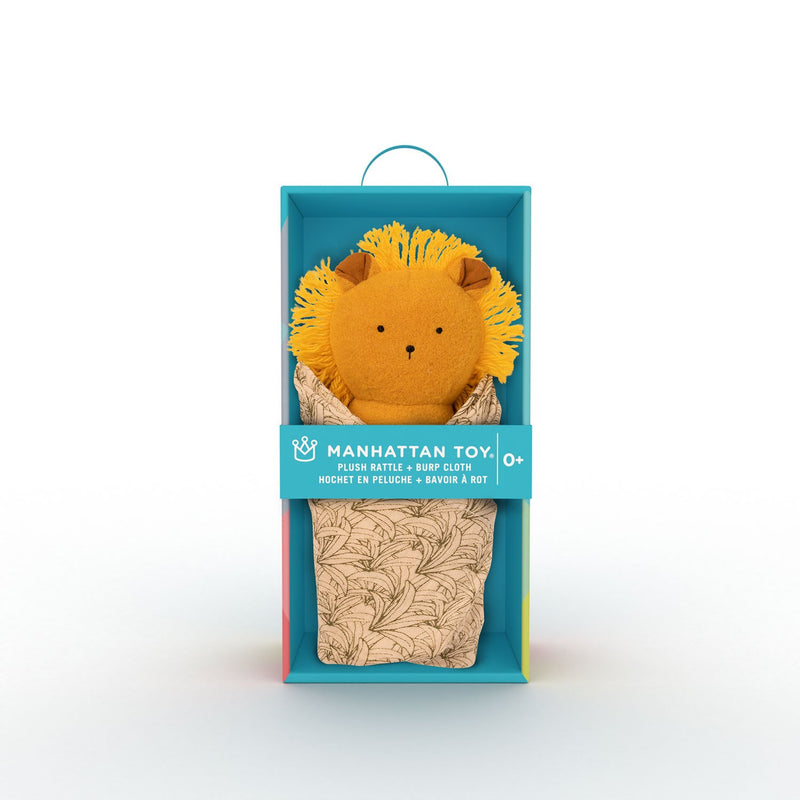 Lion Rattle + Burp Cloth by Manhattan Toy Toys Manhattan Toy   
