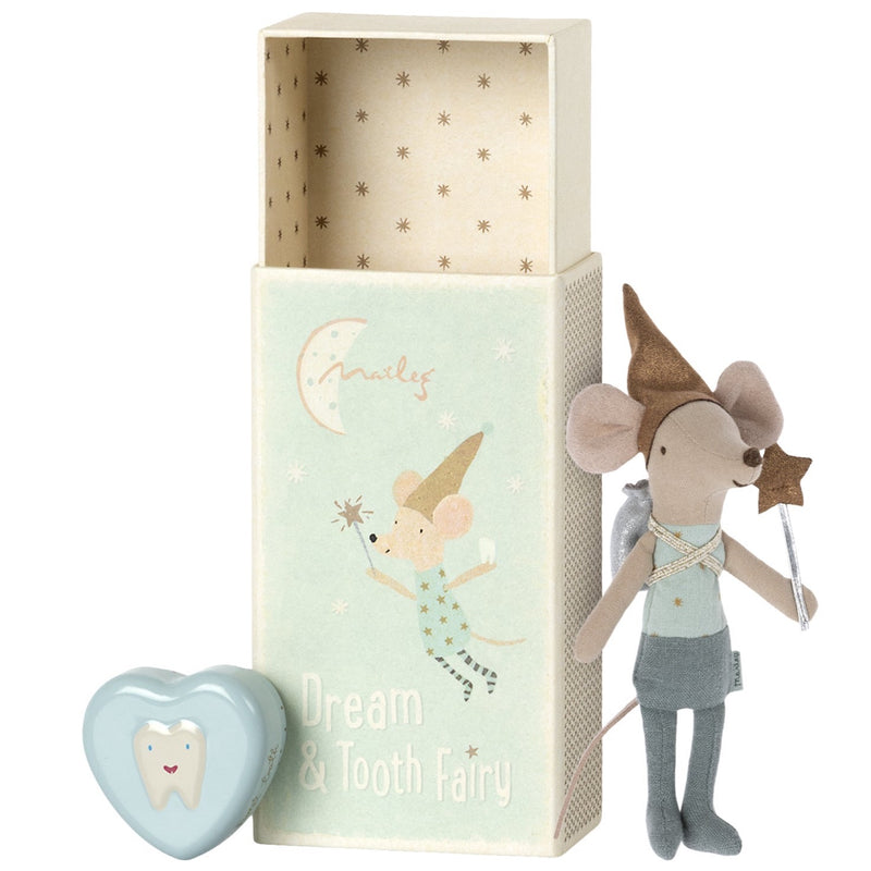 Tooth Fairy Mouse in Matchbox - Blue by Maileg