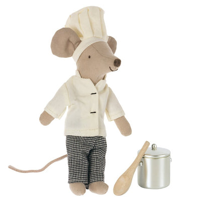 Chef Mouse with Soup Pot and Spoon by Maileg Toys Maileg   
