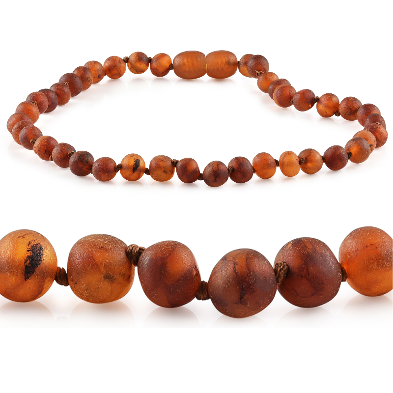 Raw Cognac Baltic Amber Necklace Infant Care R.B. Amber Jewelry 10-11"  