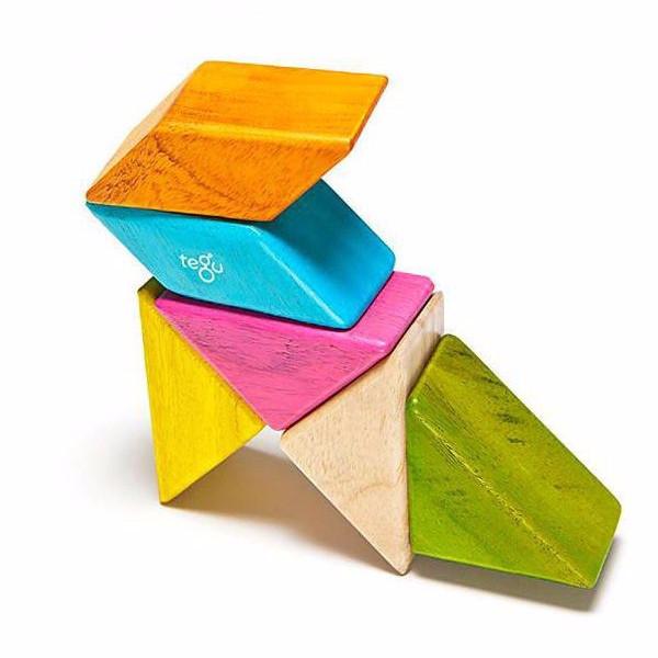 Magnetic Block Set 6 Pc Prism Pocket Pouch - Tints by Tegu Toys Tegu   