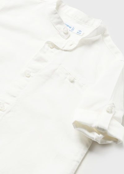 Linen Long Sleeve Shirt - White by Mayoral Apparel Mayoral   