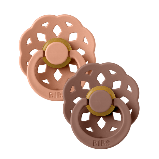 Bibs Boheme Pacifier 2 Pack - Peach/Woodchuck