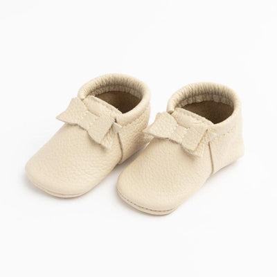 First Pair Bow Moccasin - Cream by Freshly Picked Shoes Freshly Picked   