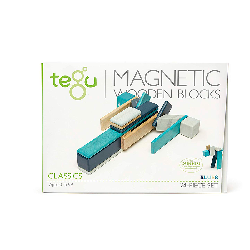 Magnetic Block Set 24 Pc Set - Blues by Tegu Toys Tegu   