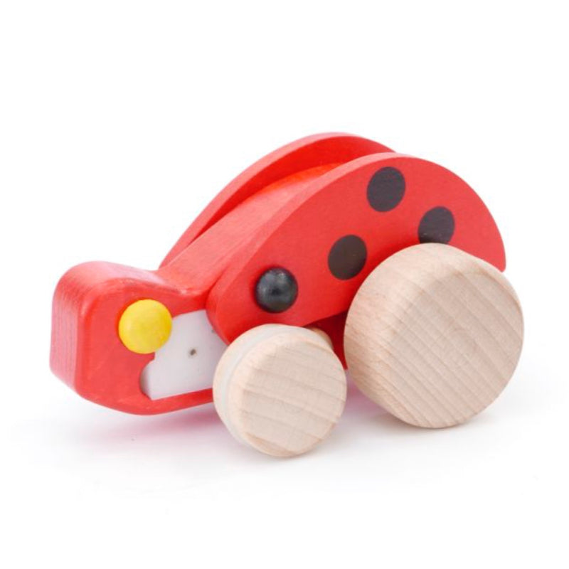 BAJO Pull Back Ladybug Wooden Toy by Little Poland Gallery