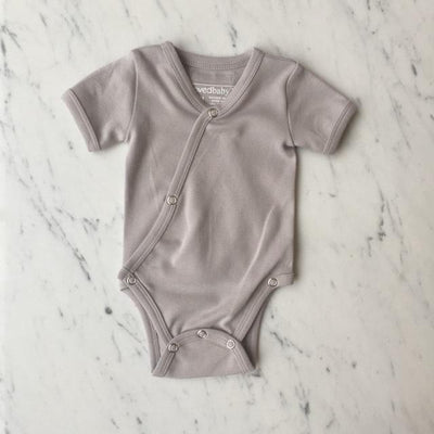 Organic Short-Sleeve Kimono Bodysuit - Light Gray by Loved Baby Apparel Loved Baby   