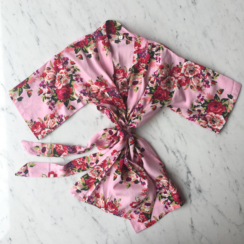 Kids Robe (3-5Y) - Mabel Floral Pink by May and Joy Bath + Potty May and Joy   