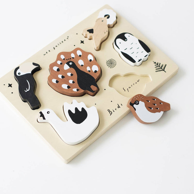 Wooden Tray Puzzle - Birds by Wee Gallery Toys Wee Gallery   