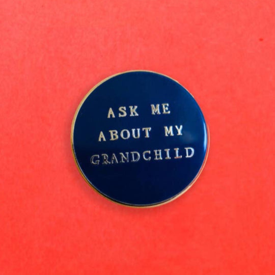 Ask Me About My Grandchild Pin by Mr. Boddington's Studio