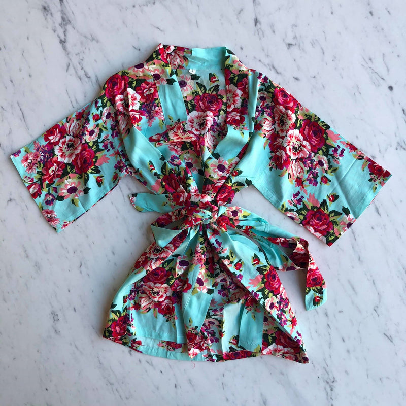 Kids Robe (3-5Y) - Mabel Floral Light Blue by May and Joy Bath + Potty May and Joy   