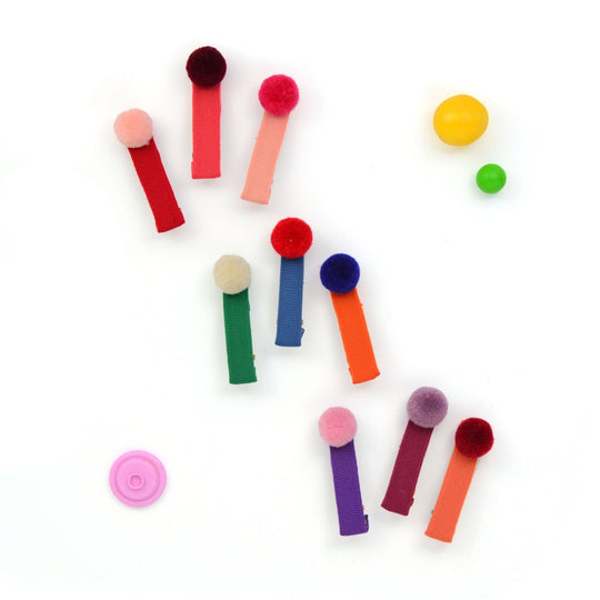 Jewel Tone Pom Pom Hair Clips - Purple by Hello Shiso
