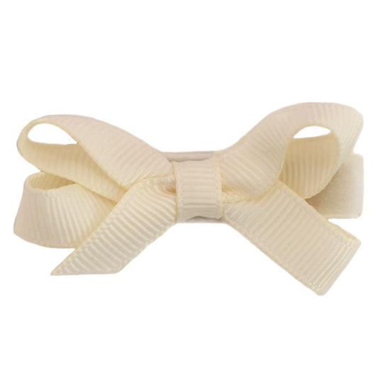 Bridget Classic Grosgrain Baby Hair Bow - Cream by No Slippy Hair Clippy