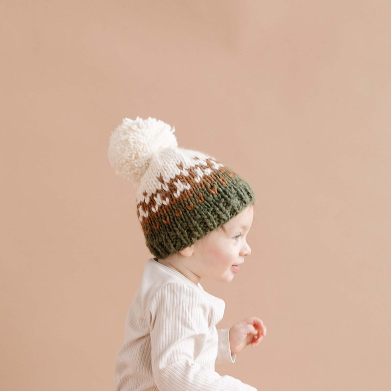 Nell Stripe Hand Knit Hat - Olive by The Blueberry Hill Accessories The Blueberry Hill   