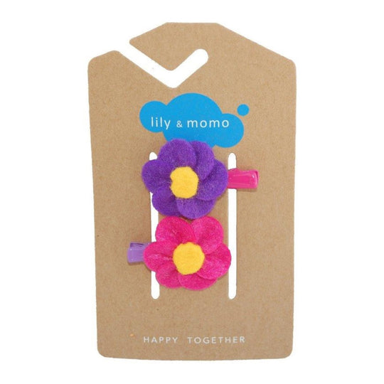 Little Flowers Hair Clips - Pink/Purple by Lily + Momo
