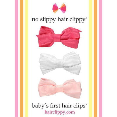 Baby's First Hair Clip Gift Set - Shocking Pink + White + Pink by No Slippy Hair Clippy Accessories No Slippy Hair Clippy   
