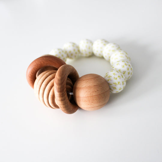 Wood and Silicone Teething Rattle - Market Prairie by Chelsea and Marbles