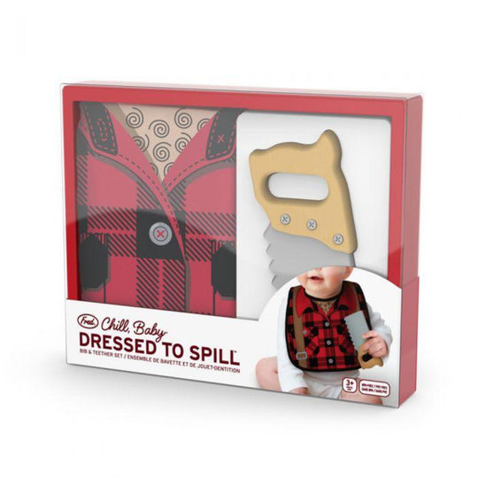 Dressed to Spill Bib + Teether Set - Buffalo Plaid by Fred + Friends